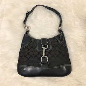 Pre-owned Coach Signature black shoulder hobo.